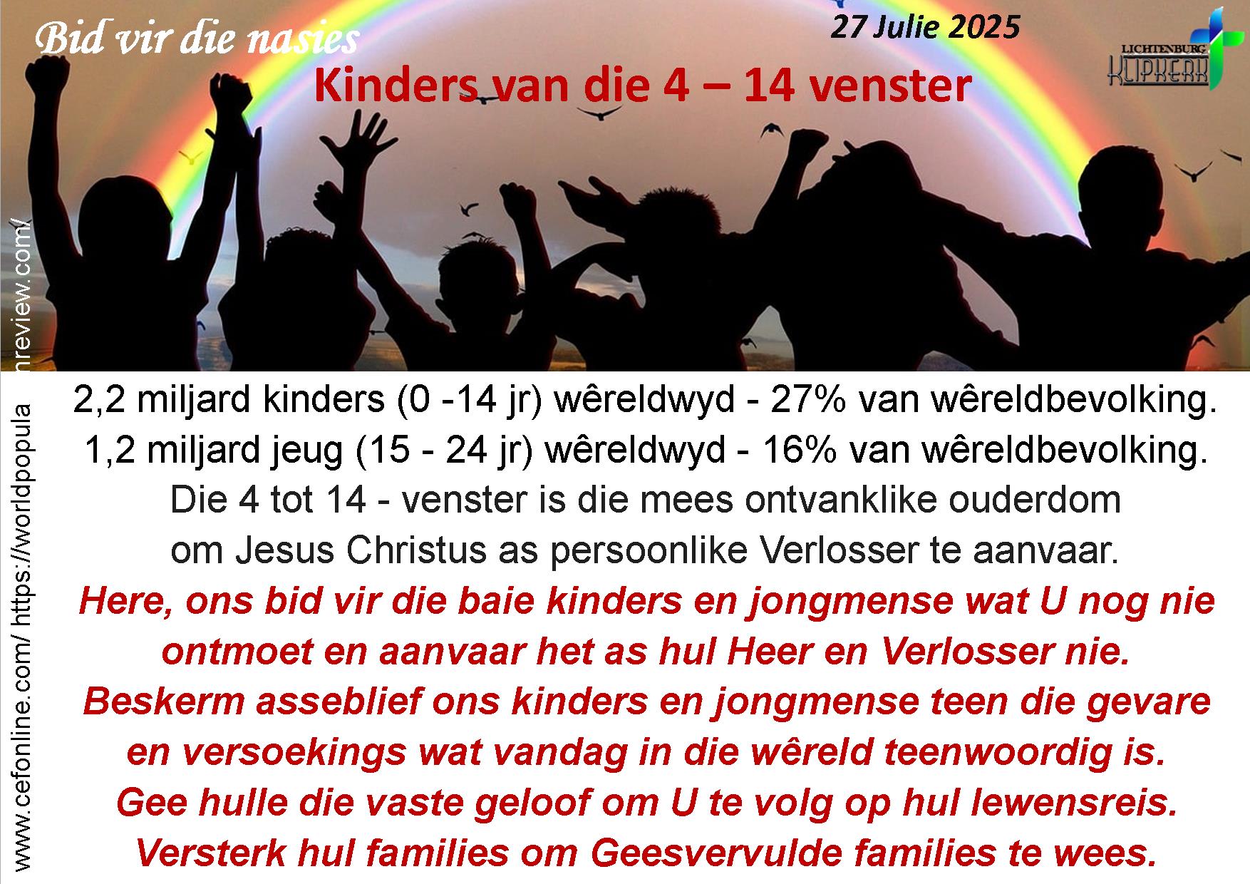 bid vir die nasies, Sirie, klipkerk wereldfokus